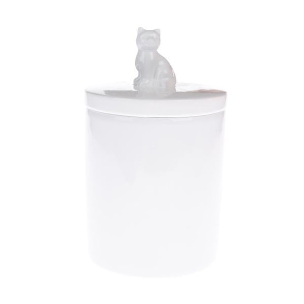 Biały ceramiczny pojemnik na karmę dla kota Dakls