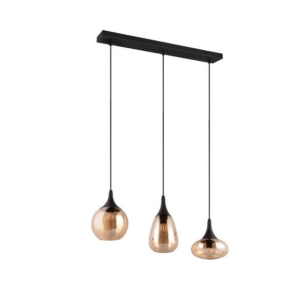 Czarno-pomarańczowa lampa wisząca ze szklanym kloszem Lumina – Trio-image-3