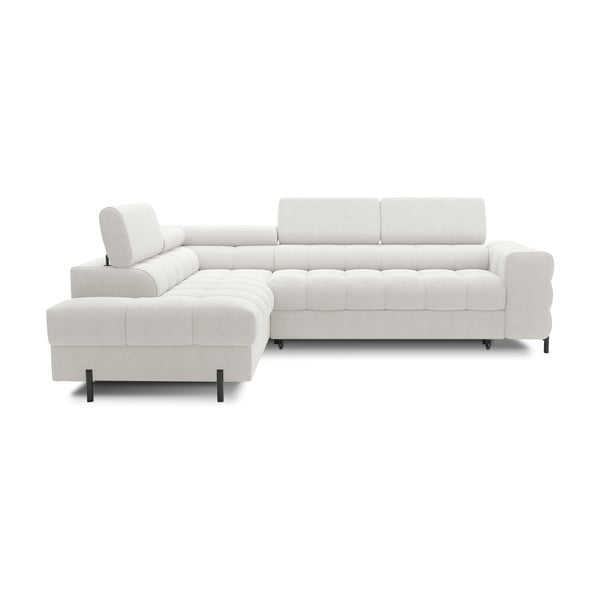 Kremowy rozkładany/ze schowkiem narożnik z materiału bouclé (lewostronny/w kształcie litery L) Ferucce – ELTAP