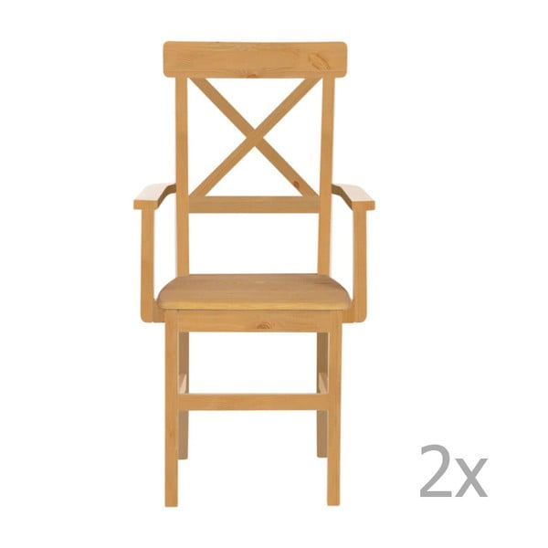 Zestaw 2 krzeseł z drewna sosnowego z područkami Støraa Nicoline