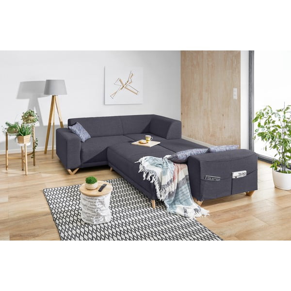 Antracytowy rozkładany/ze schowkiem narożnik (lewostronny/w kształcie litery L) Classy Sophie – Miuform-image-4