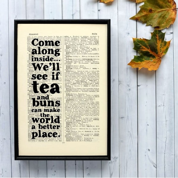 Plakat w
  drewnianej ramie Tea and Buns