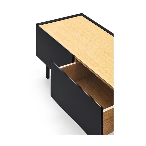 Czarno-naturalna szafka pod TV w dekorze dębu 180x45 cm Arista – Teulat-image-2