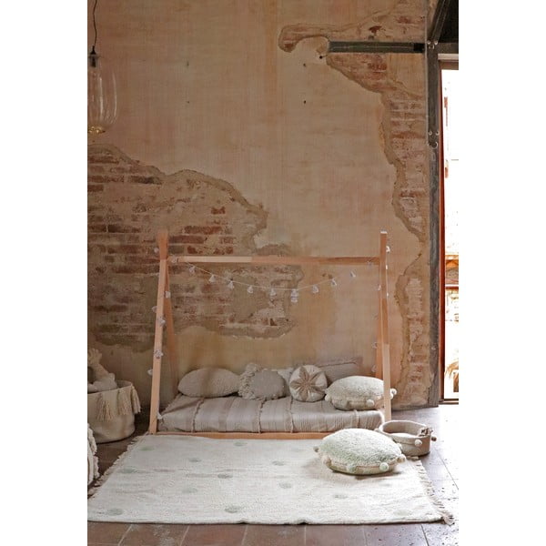 Zielono-kremowy bawełniany dywan dziecięcy tkany ręcznie odpowiedni do prania 120x160 cm Hippy Dots Olive – Lorena Canals-image-3