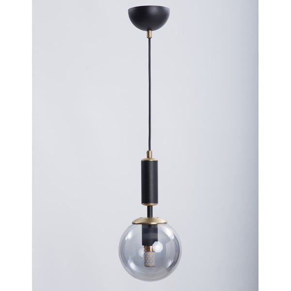 Czarno-szara lampa wisząca ze szklanym kloszem ø 15 cm Hector – Squid Lighting