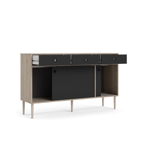 Czarna komoda z ramką w dekorze dębu Tvilum Rome, 147 x 88 cm-image-3