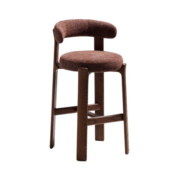 Hoker w kolorze brązowo-ciemnonaturalnym z litego drewna jesionowego (wysokość siedziska 75 cm) Granite – Kave Home