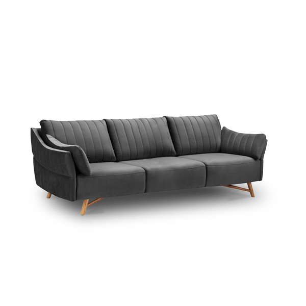 Ciemnoszara sofa z aksamitnym obiciem Interieurs 86 Elysée, 232 cm-image-4