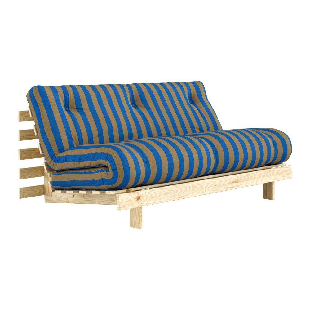 Niebieska/brązowa rozkładana sofa 160 cm Roots – Karup
