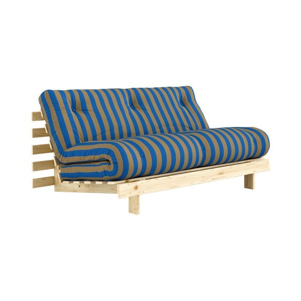 Niebieska/brązowa rozkładana sofa 160 cm Roots – Karup