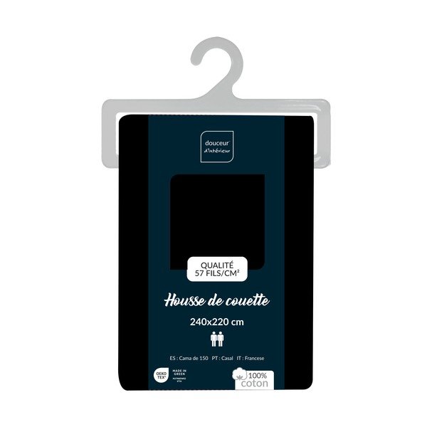 Czarna bawełniana poszwa na kołdrę dwuosobowa 240x220 cm Lina – douceur d'intérieur