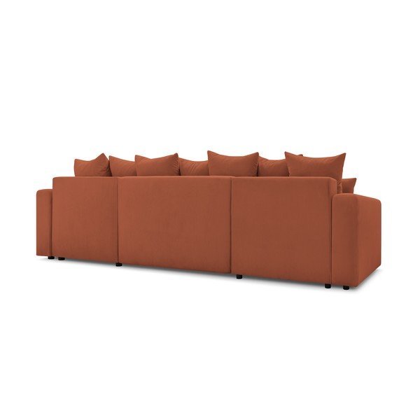 Ciemnopomarańczowa sztruksowa sofa rozkładana w kształcie litery U Bobochic Paris Envy-image-4