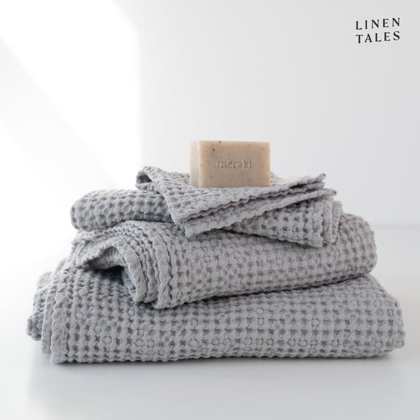 Jasnoszare ręczniki zestaw 3 szt. Honeycomb – Linen Tales