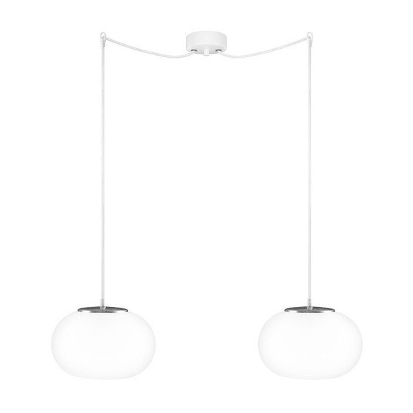 Podwójna szklana lampa wisząca ze srebrną oprawką Sotto Luce DOSEI