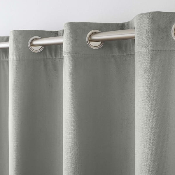 Szara aksamitna zasłona termiczna 140x260 cm Polarchic – douceur d'intérieur-image-3