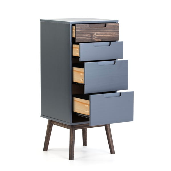 Antracytowa/ciemnobrązowa wysoka komoda z litego drewna sosnowego 40x94 cm Nussa – Marckeric-image-2