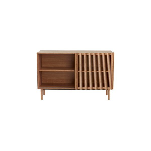 Szafka w dekorze jesionu z drzwiami przesuwnymi w naturalnym kolorze 124x80x45 cm Sion – Jotex-image-3