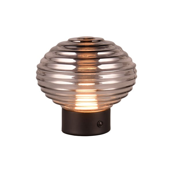 Czarno-szara lampa stołowa LED ze ściemniaczem i szklanym kloszem (wys. 14,5 cm) Earl – Trio-image-1