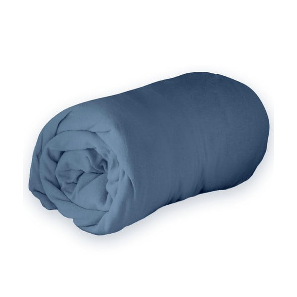 Ciemnoniebieskie dżersejowe prześcieradło z gumką 90x190 cm Jersy – douceur d'intérieur-image-1