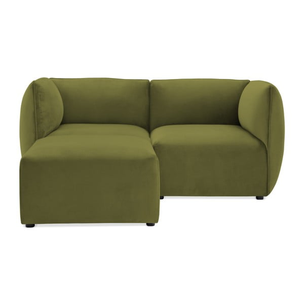 Oliwkowa 2-osobowa sofa modułowa z podnóżkiem Vivonita Velvet Cube