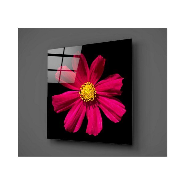 Czarno-czerwony szklany obraz Insigne Flowerina, 30x30 cm