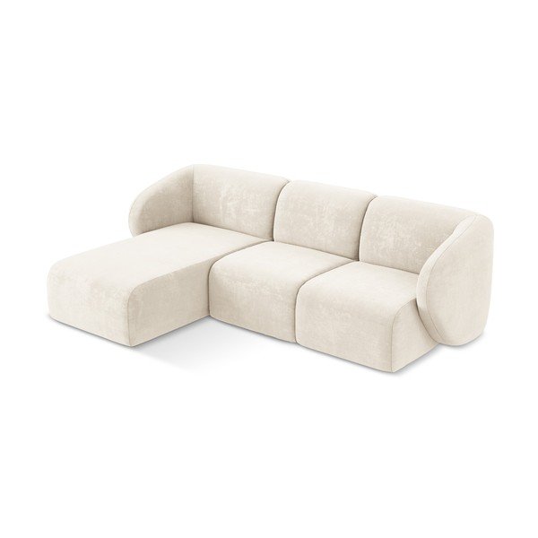 Beżowy narożnik z tkaniny szenilowej (lewostronny/z szezlongiem) Lani – Makamii-image-2