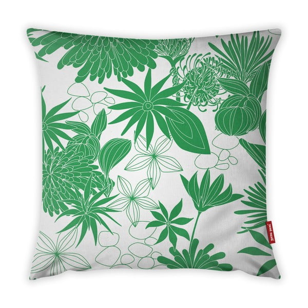 Zielono-biała poszewka na poduszkę Vitaus Jungle Verde, 43x43 cm
