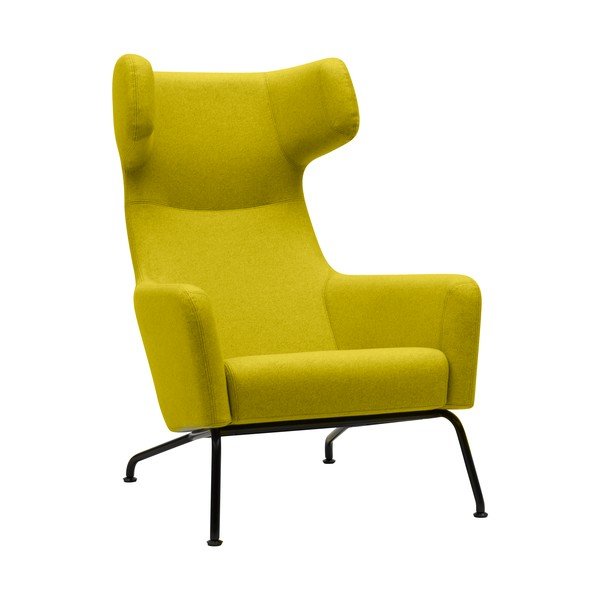 Żółty fotel uszak z czarnymi nogami Softline Havana-image-1