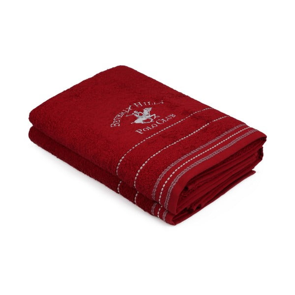 Zestaw 2 czerwonych ręczników Polo Club