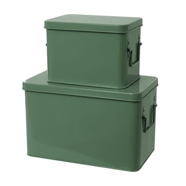 Komplet 2 pudełek Present Time Metal Green