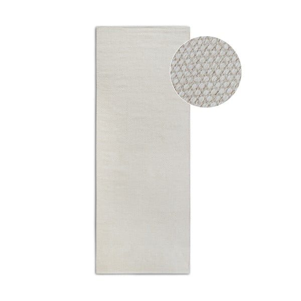 Kremowy chodnik z mieszanki wełny tkany ręcznie 80x200 cm Pradesh Natural White – Elle Decoration