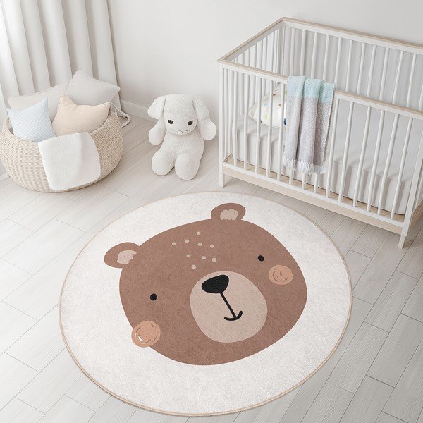 Brązowo-kremowy dywan dziecięcy odpowiedni do prania ø150 cm Teddy Bear – Mila Home-image-2