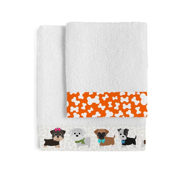 Komplet 2 ręczników Dogs, 50x100 cm i 70x140 cm