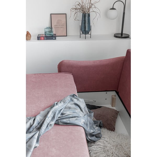 Różowa aksamitna rozkładana sofa Miuform Tender Eddie-image-1