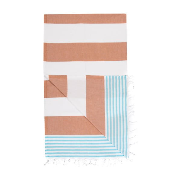 Brązowy ręcznik kąpielowy tkany ręcznie Ivy's Fidan, 100x180 cm