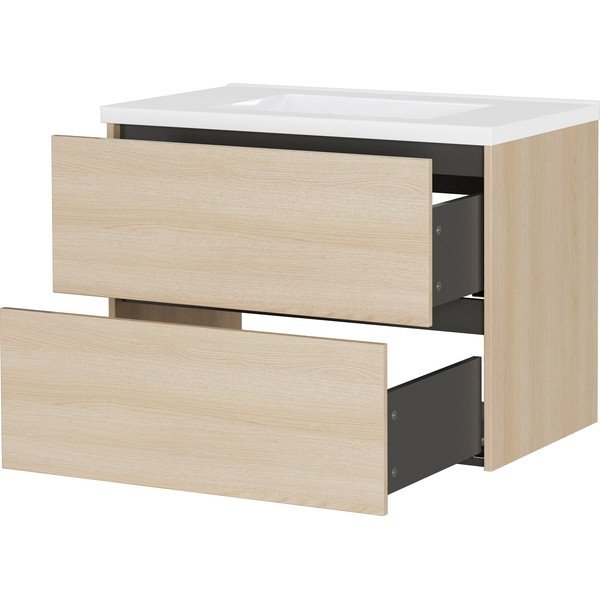 Wisząca szafka pod umywalkę w dekorze dębu w naturalnym kolorze 81x61 cm Bodera – Germania-image-3