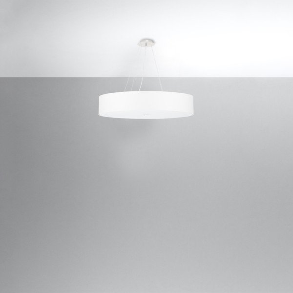 Biała lampa wisząca z tekstylnym kloszem ø 70 cm Herra – Sollux-image-2