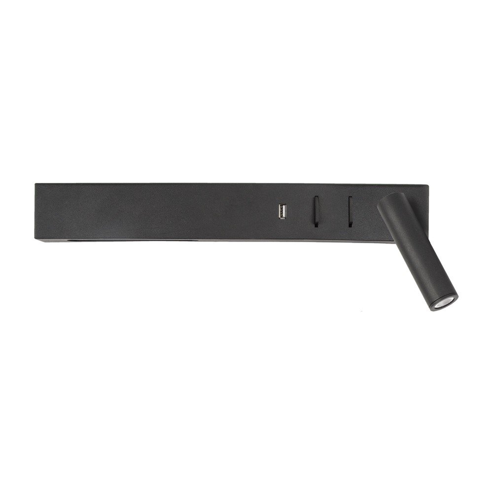 Metalowy kinkiet LED z elastyczną konstrukcją/z portem USB w kolorze matowej czerni Vida – Nova Luce