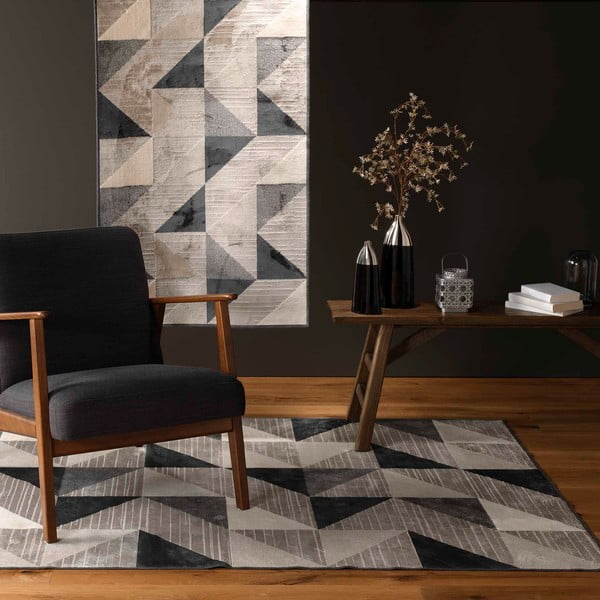 Szaro-beżowy dywan z mieszanki bawełny 68x110 cm Graphic – douceur d'intérieur-image-2