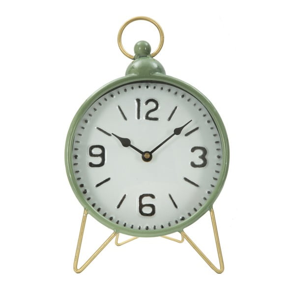 Zielony zegar stołowy z detalami w kolorze złota Mauro Ferretti Glam