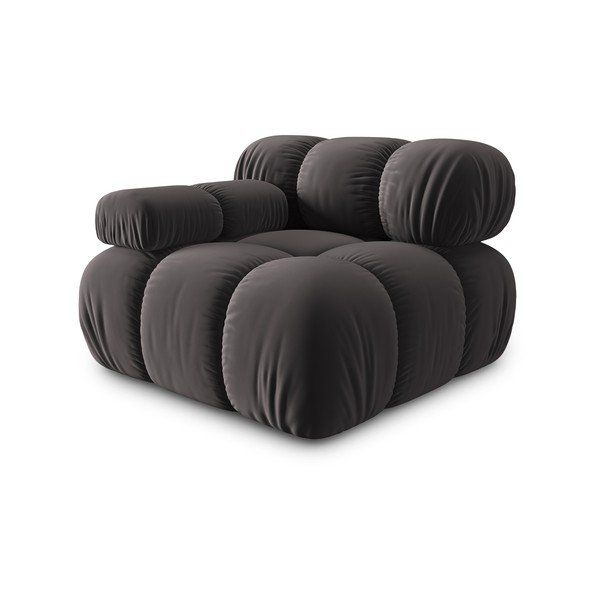 Ciemnoszary aksamitny moduł sofy (lewostronny) Bellis – Micadoni Home-image-3