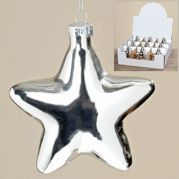 Zestaw 9 wiszących dekoracji Silver Star