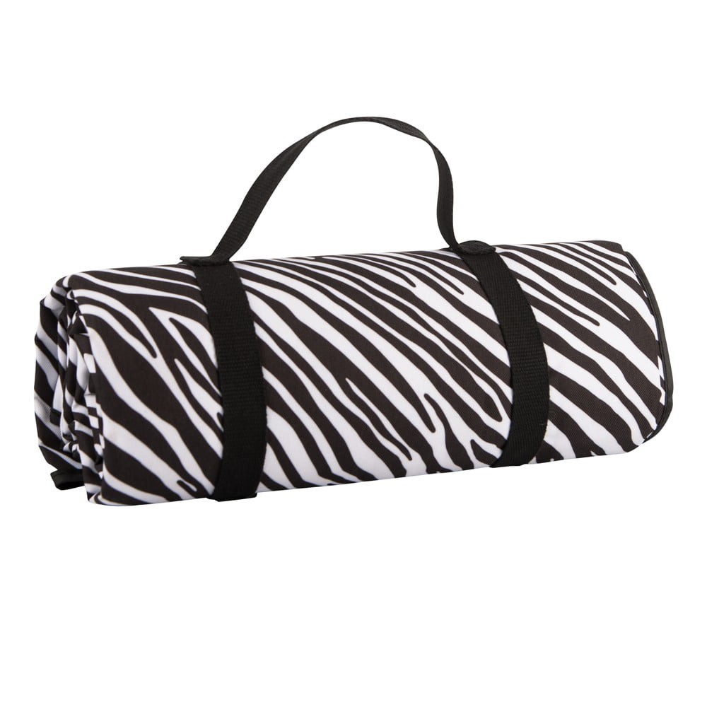 Czarno-biały koc piknikowy Navigate Zebra Stripes, 150x140 cm
