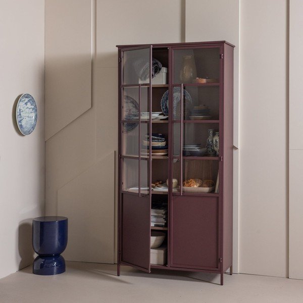 Bordowa metalowa witryna 99x203x45 cm Exhibit – WOOOD-image-2