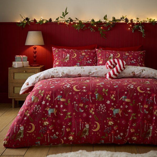Czerwona pościel jednoosobowa 135x200 cm Christmas Enchanted Twilight – Catherine Lansfield