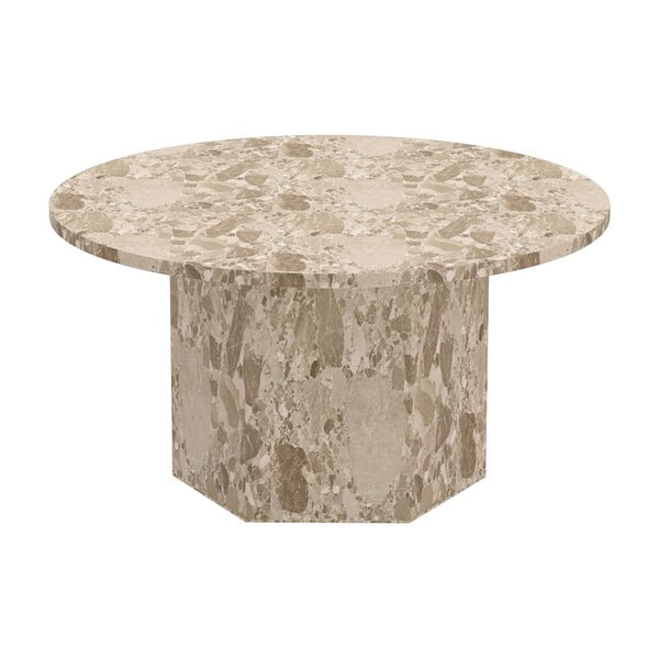 Jasnobrązowy marmurowy okrągły stolik ø 80 cm Naxos – Actona-image-4