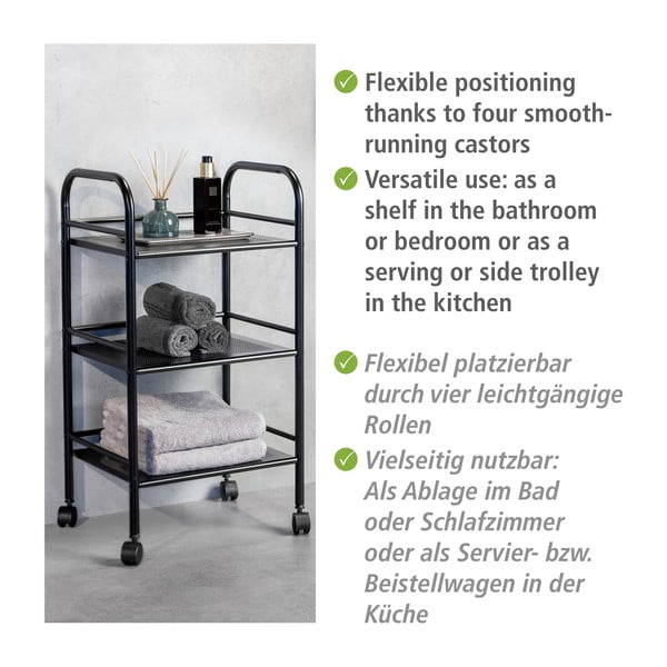 Czarny metalowy regał na kółkach 41x75 cm – Wenko-image-4