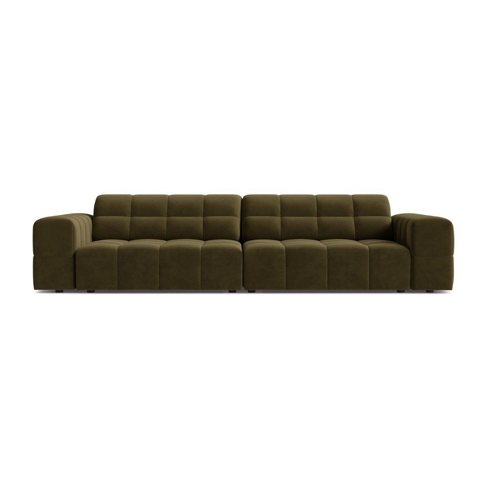 Aksamitna sofa w kolorze khaki 252 cm Chicago – Cosmopolitan Design