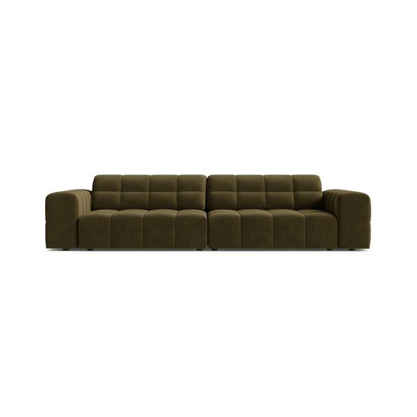 Aksamitna sofa w kolorze khaki 252 cm Chicago – Cosmopolitan Design