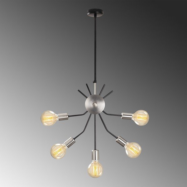Czarna metalowa lampa wisząca w kolorze chromu Opviq lights Elena-image-1